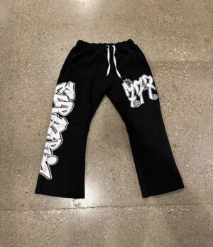 Euphoric Graffiti Flare Black Pants